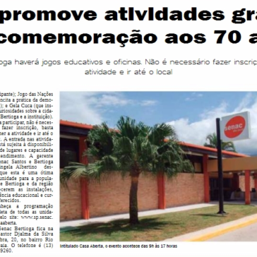 Senac promove atividades gratuitas em comemoração aos 70 anos – Costa Norte