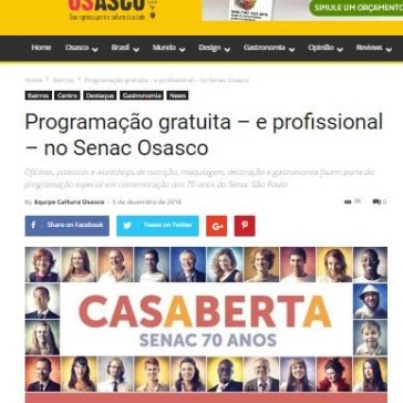 Programação gratuita – e profissional – no Senac Osasco  – Cultura Osasco