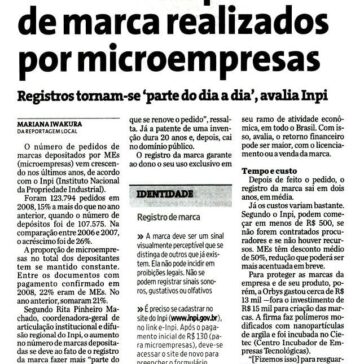 Aumentam pedidos de marca realizados por microempresas – Jornal – Folha de S.Paulo – Página 04