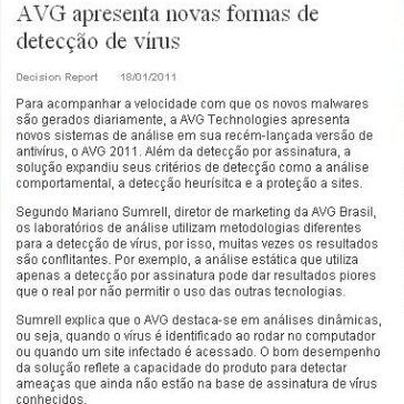 AVG apresenta novas formas de detecção de vírus – Risk REPORT