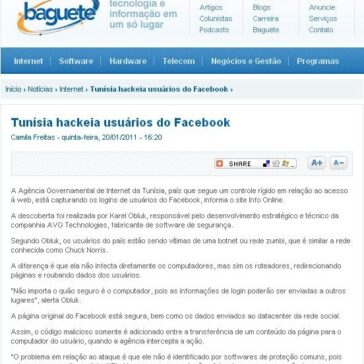 Tunísia hackeia usuários do Facebook – Baguete