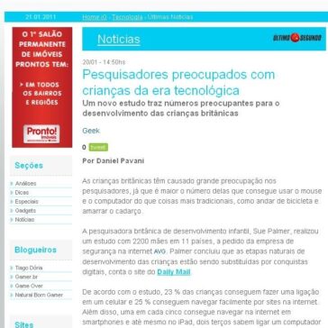 Pesquisadores preocupados com crianças da era tecnológica – IG