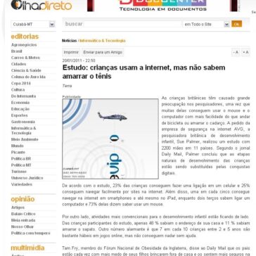 Estudo: crianças usam a internet, mas não sabem amarrar o tênis – Olhar Direto