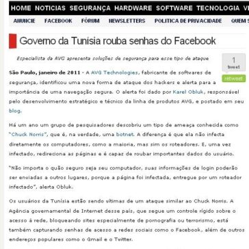 Governo da Tunísia rouba senhas do Facebook – PC Project