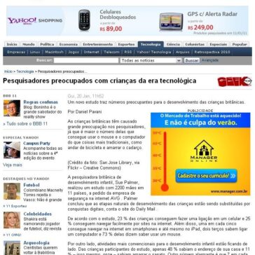 Pesquisadores preocupados com crianças da era tecnológica – Yahoo!