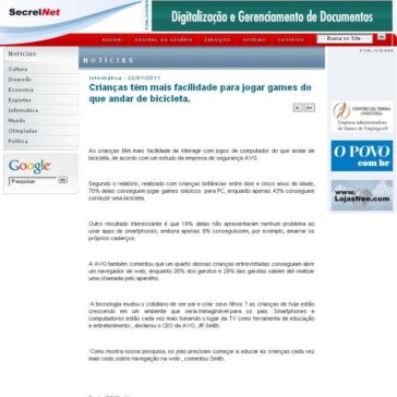 Crianças têm mais facilidade para jogar games do que andar de bicicleta – SecrelNet