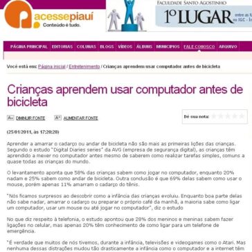 Crianças aprendem usar computador antes de bicicleta – Acesse Piauí
