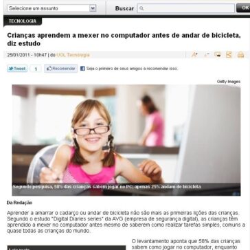 Crianças aprendem a mexer no computador antes de andar de bicicleta, diz estudo – BOL