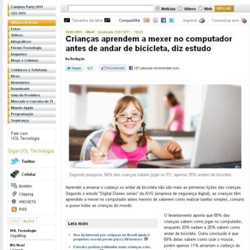 Crianças aprendem a mexer no computador antes de andar de bicicleta, diz estudo – UOL