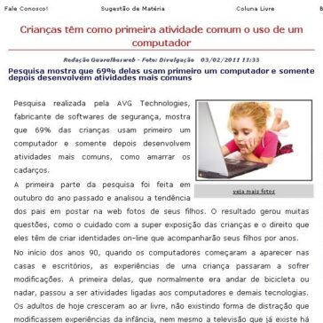 Crianças têm como primeira atividade comum o uso de um computador – Guarulhos Web