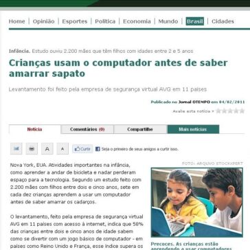 Crianças usam o computador antes de saber amarrar sapato – O Tempo
