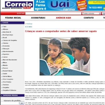 Crianças usam o computador antes de saber amarrar sapato – Jornal Correio do Sul