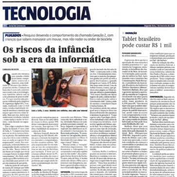 Os riscos da infância sob a era da informática – Jornal do Commercio – Pág. B8