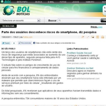 Parte dos usuários desconhece riscos do smartphone, diz pesquisa – BOL