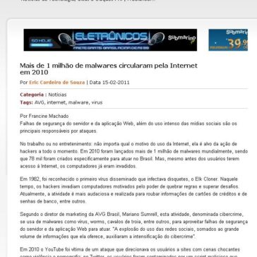 Mais de 1 milhão de malwares circularam pela Internet em 2010 – Notícias Tecnologia