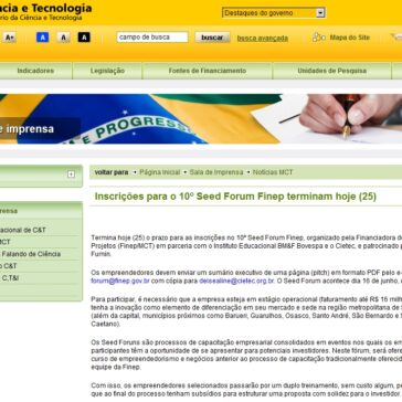 Inscrições para o 10º Seed Forum Finep terminam hoje (25) – Ciência e Tecnologia