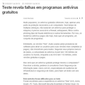 Teste revela falhas em programas antivírus gratuitos – Extra Online