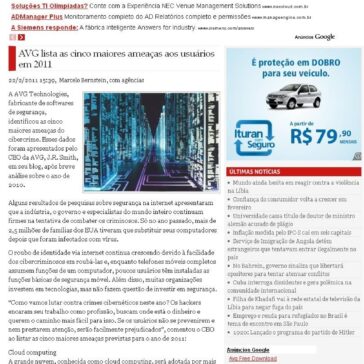 AVG lista as cinco maiores ameaças aos usuários em 2011 – Correio do Brasil