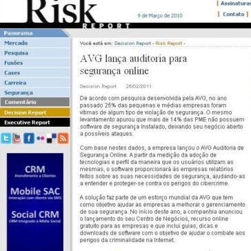 AVG lança auditoria para segurança online  – Risk Report