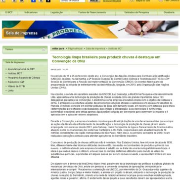 Tecnologia limpa brasileira para produzir chuvas é destaque em Convenção da ONU – Ciência e Tecnologia