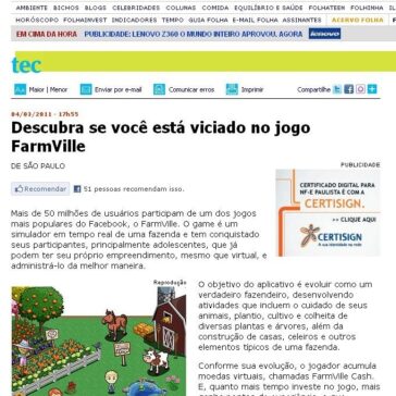 Descubra se você está viciado no jogo FarmVille – Folha Online