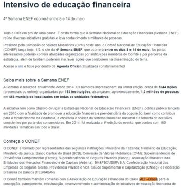 Intensivo de educação financeira – Comissão de Valores Mobiliários