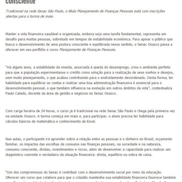 Curso do Senac Osasco desenvolve postura financeira consciente – Jornal Metrópole