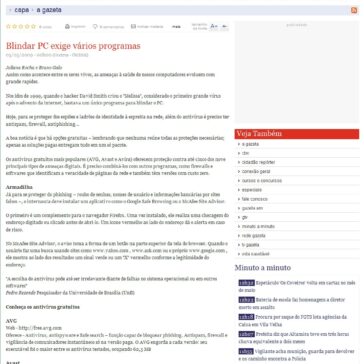 Blindar PC exige vários programas – Site – Gazeta