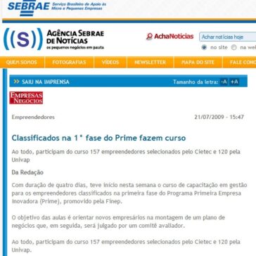 Classificados na 1° fase do Prime fazem curso – Site – Agência Sebrae