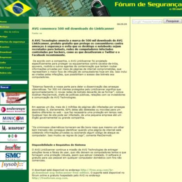 AVG comemora 500 mil downloads do LinkScanner – Site – Fórum de Segurança