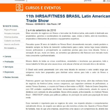 11th IHRSA/FITNESS BRASIL Latin American Conference & Trade Show – Educacao Fisica