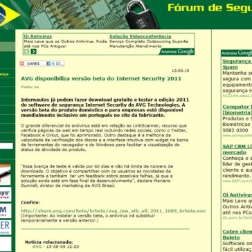 AVG disponibiliza versão beta do Internet Security 2011 – Fórum de Segurança