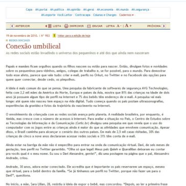 Conexão umbilical – A Notícia