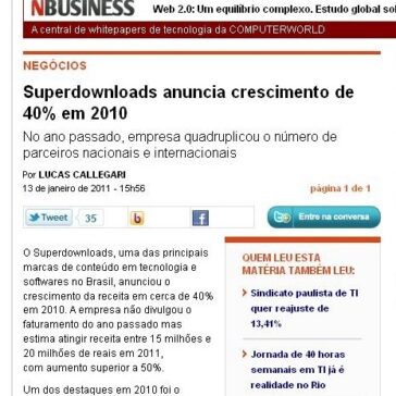 Superdownloads anuncia crescimento de 40% em 2010 – Computer World