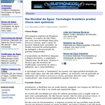 Dia Mundial da Água: Tecnologia brasileira produz chuva sem químicos – Inovação Tecnologica