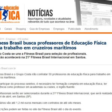 Fitness Brasil busca professores de Educação Física para trabalho em cruzeiros marítimos – Portal da Educação Fisica
