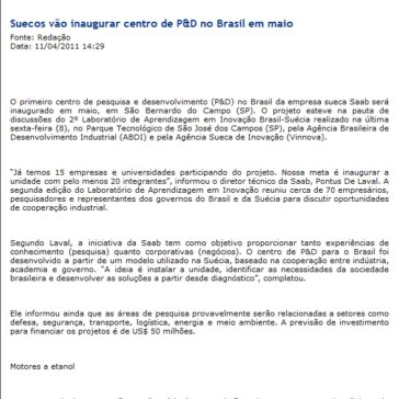 Suecos vão inaugurar centro de P&D no Brasil em maio – TN Petróleo