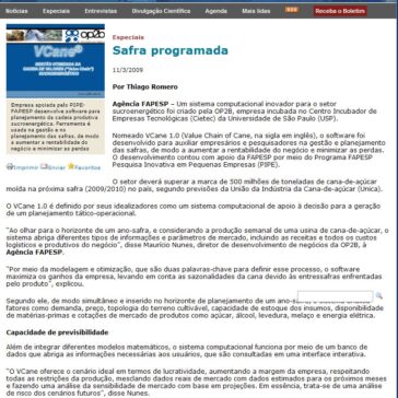 Safra programada – Site – Agência FAPESP