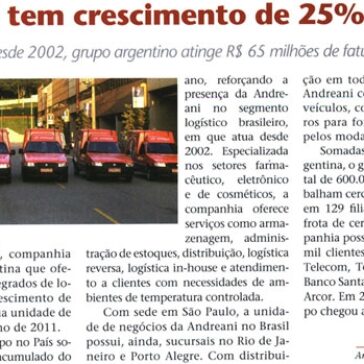 Andreani tem crescimento de 25% no Brasil – Revista Tecnologística