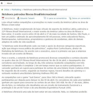 Netshoes patrocina fitness Brasil internacional – Comunicação & Cia