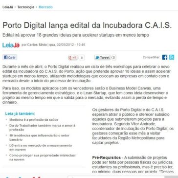 Porto Digital lança edital da Incubadora C.A.I.S. – Leia Já