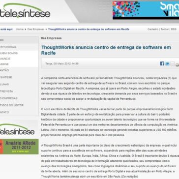 ThoughtWorks anuncia centro de entrega de software em Recife – TeleSíntese