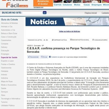 C.E.S.A.R. confirma presença no Parque Tecnológico de Sorocaba  – Sorocaba Fácil