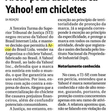 Arcor pode usar marca Yahoo! em chicletes – Jornal do Commércio