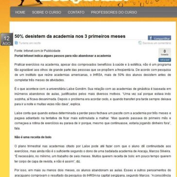 50% desistem da academia nos 3 primeiros meses – Curso de Educação Física