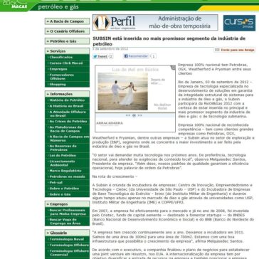 SUBSIN está inserida no mais promissor segmento da indústria de petróleo – Click Macaé