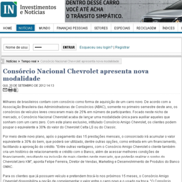 Consórcio Nacional Chevrolet apresenta nova modalidade – Portal Investimentos e Negócios