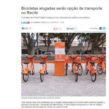 Bicicletas alugadas serão opção de transporte no Recife – Leia Já