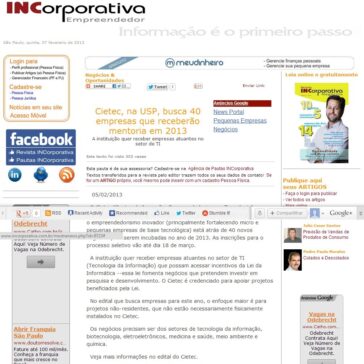 Cietec, na USP, busca 40 empresas que receberão mentoria em 2013 – INCorporativa Agência de Pautas
