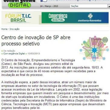 Centro de inovação de SP abre processo seletivo – Convergência Digital